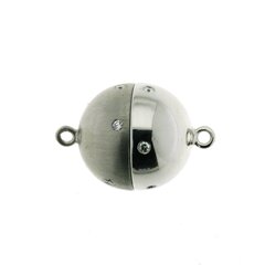 Magnetkugelschließen mit Brillanten, glänzend/matt