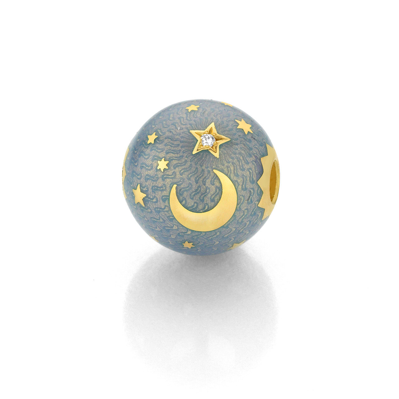 Wechselkugelschlie&szlig;e mit Brillanten und opal blauem Emaille, 11 mm