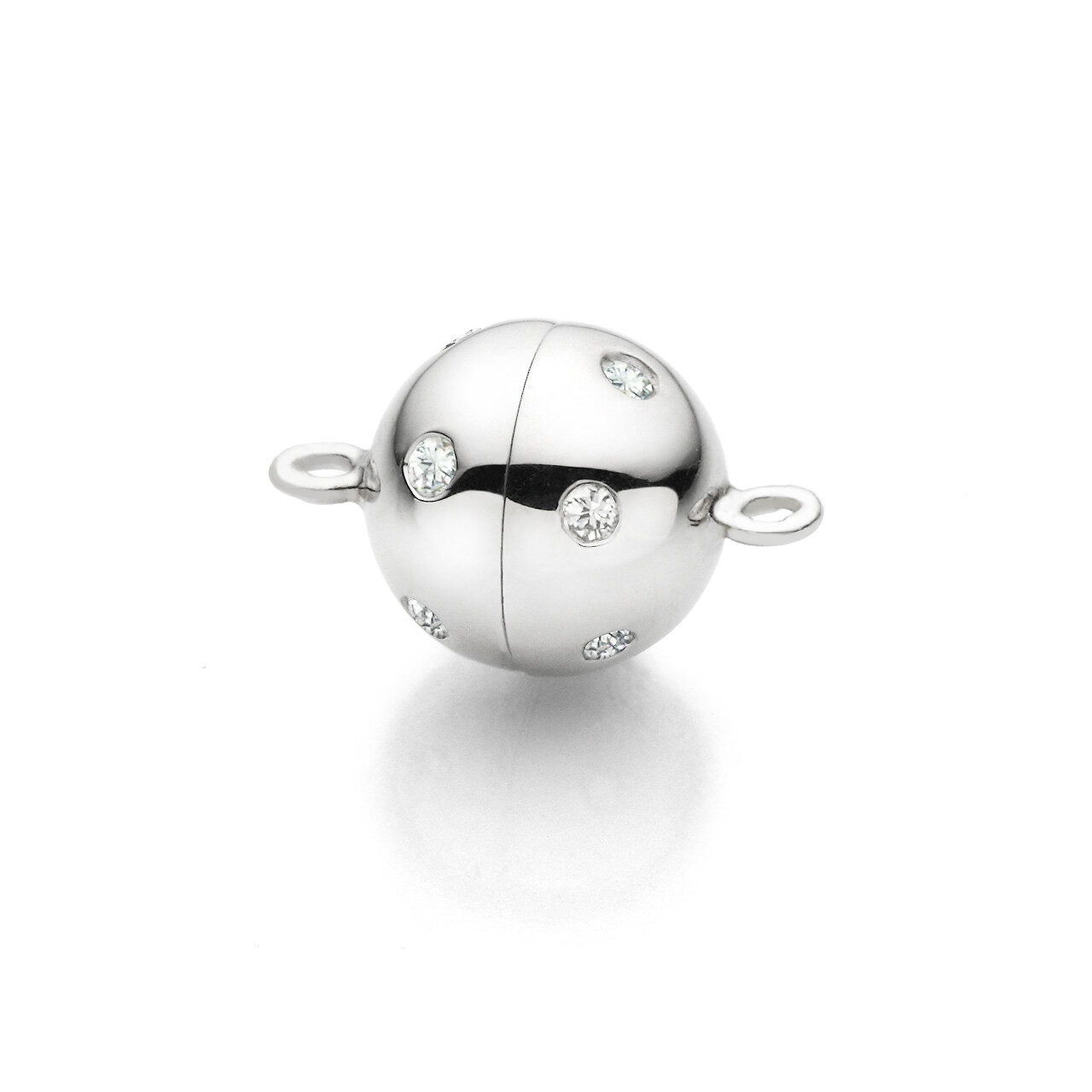 Magnetkugelschlie&szlig;e mit Brillanten, gl&auml;nzend, 9 mm