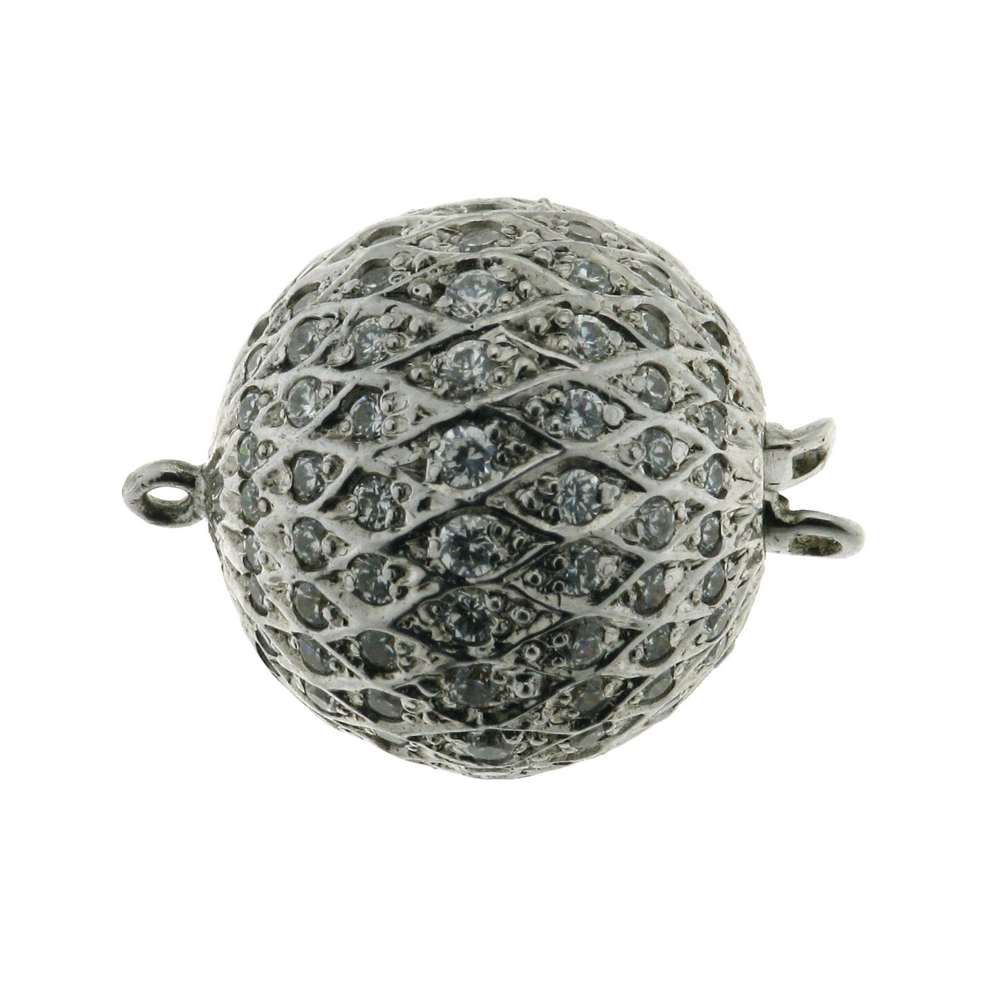 Wave Pav&eacute;e ball clasp, 14 mm
