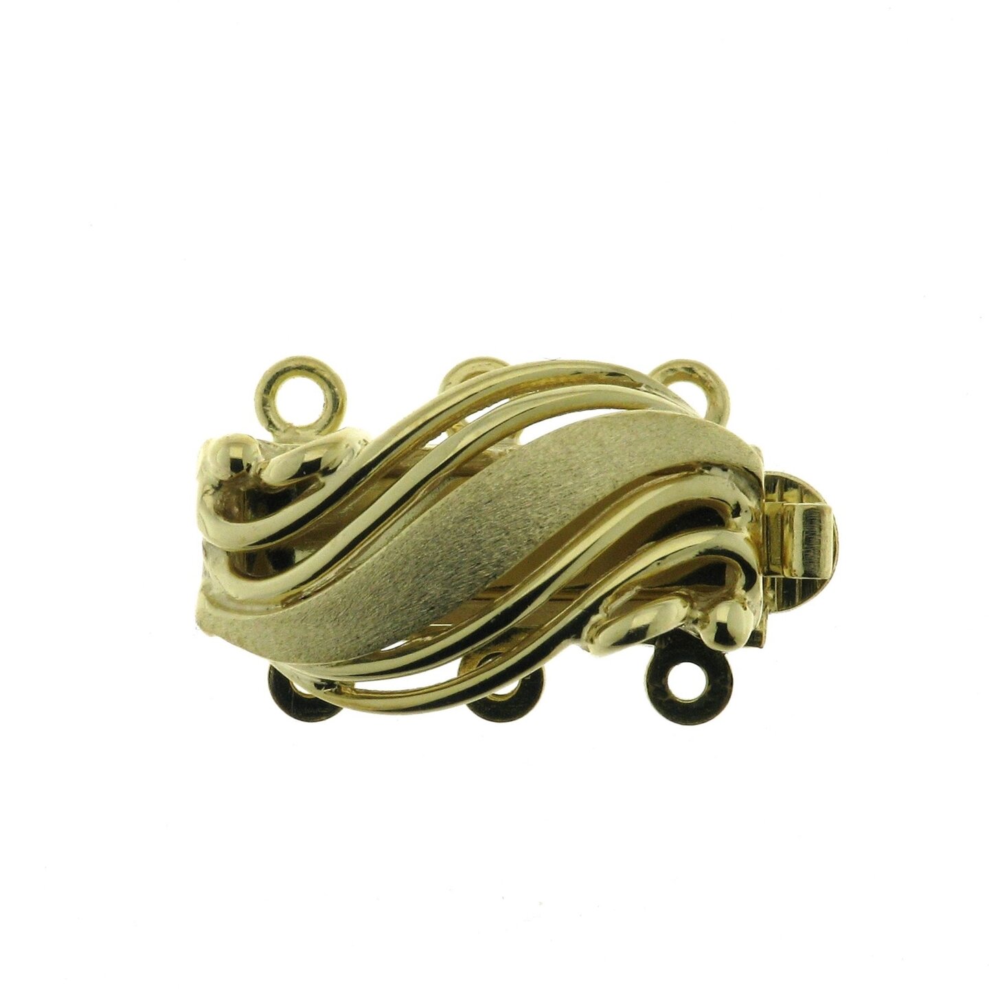 Bracelet clasp, matt/shiny, 3-row, length 16 mm