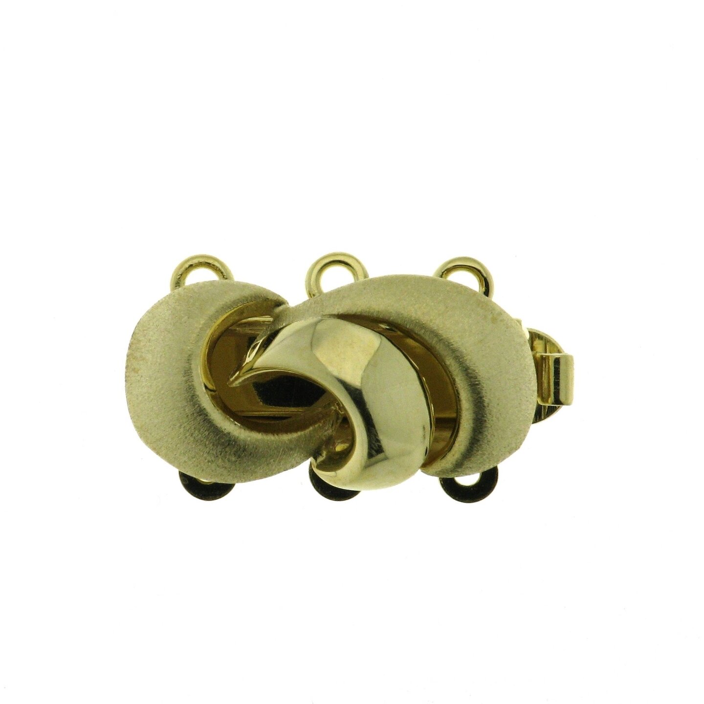 Bracelet clasp, matt/shiny, 3-row, length 18 mm