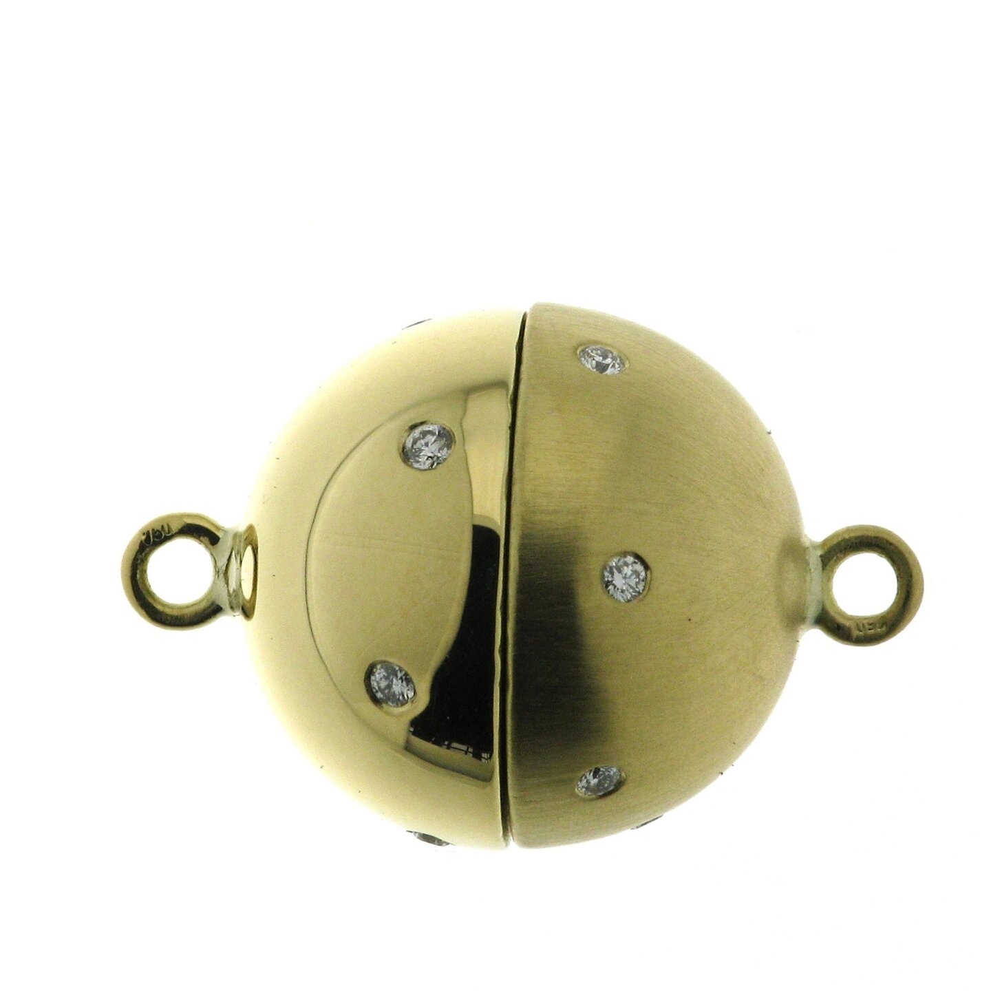 Magnetkugelschlie&szlig;e mit Brillanten, seidenmatt/gl&auml;nzend, 15 mm