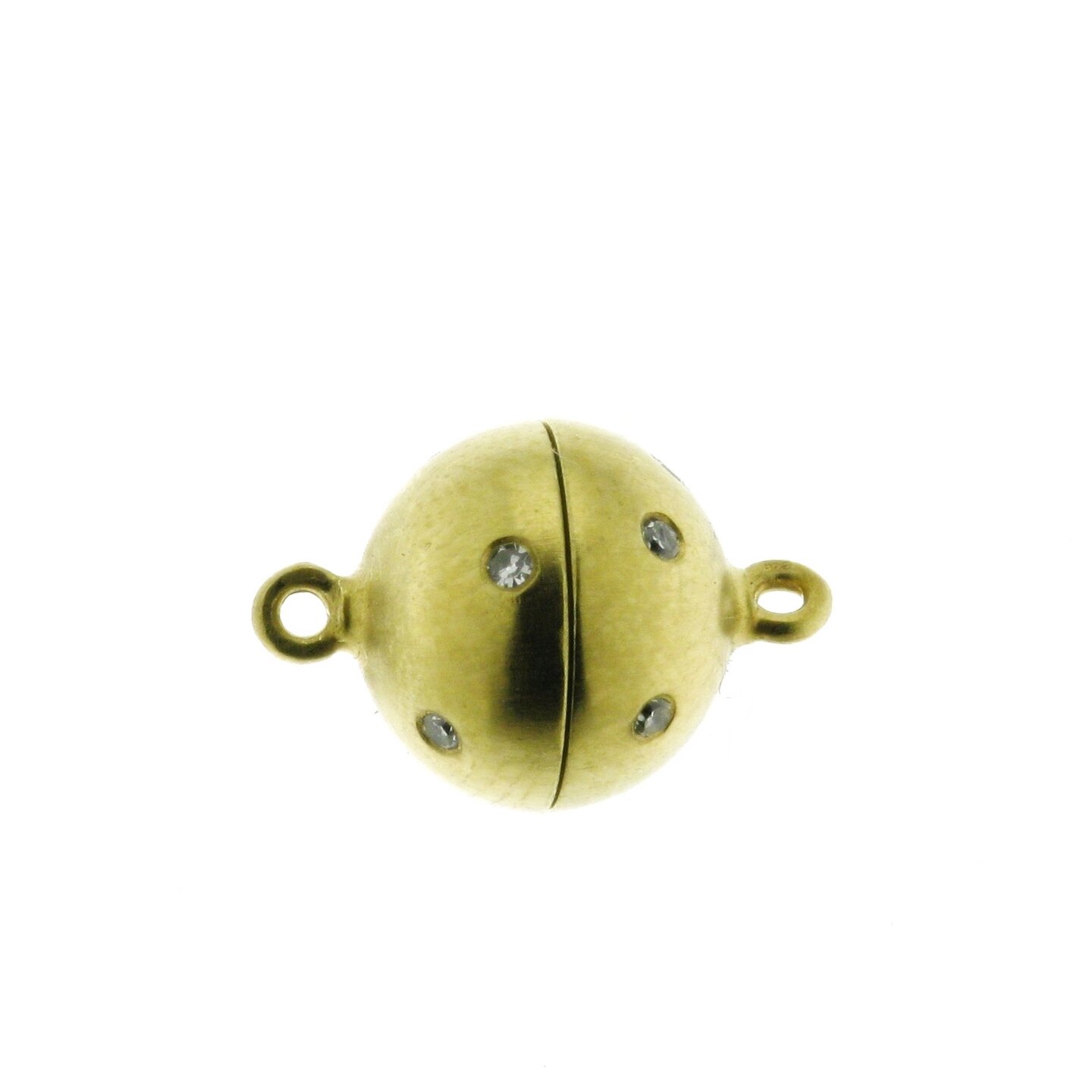 Magnetic ball clasp with diamonds, smooth matt, 10 mm