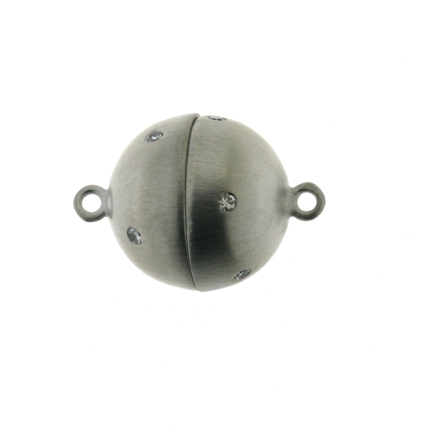Magnetic ball clasp with diamonds, smooth matt, 13 mm