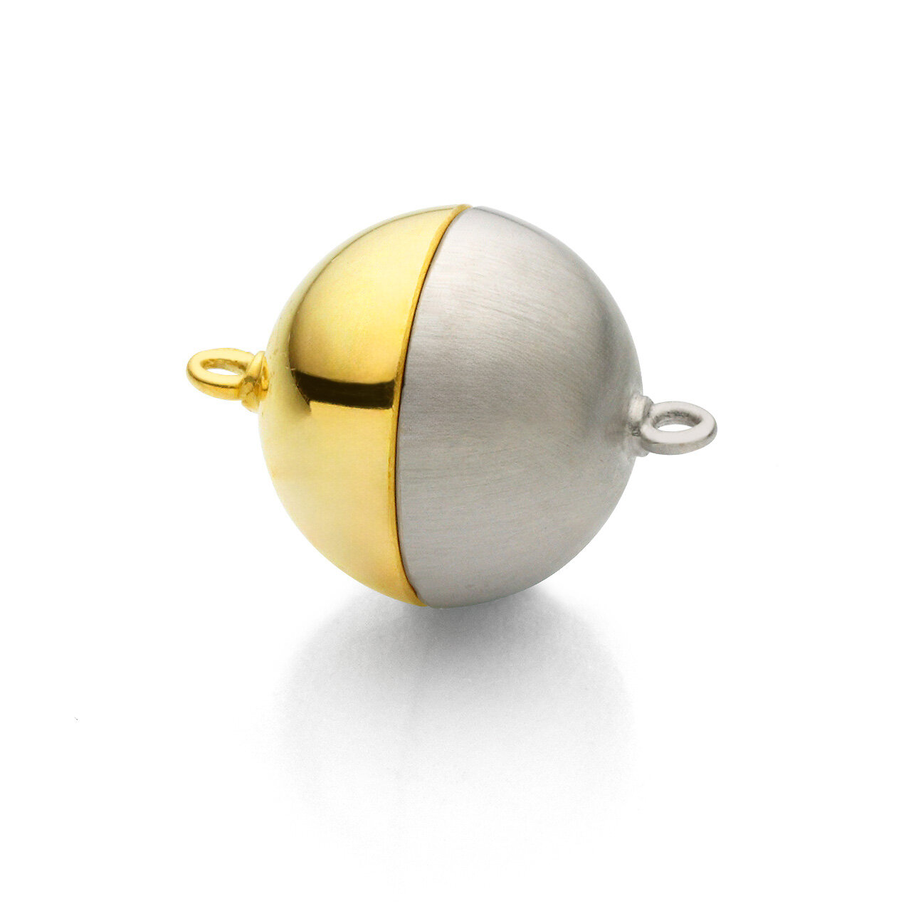Magnetic ball clasp, 12 mm, YGWG, Shiny/smooth matt.