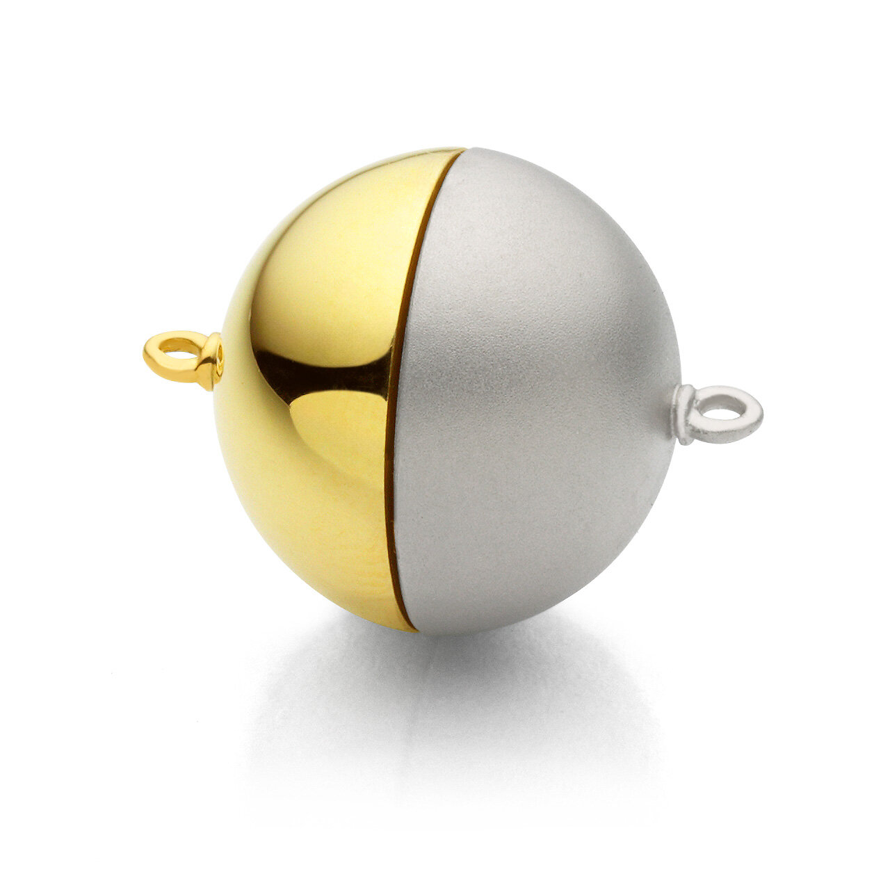 Magnetic ball clasp, 13 mm, YGWG, Shiny/smooth matt.
