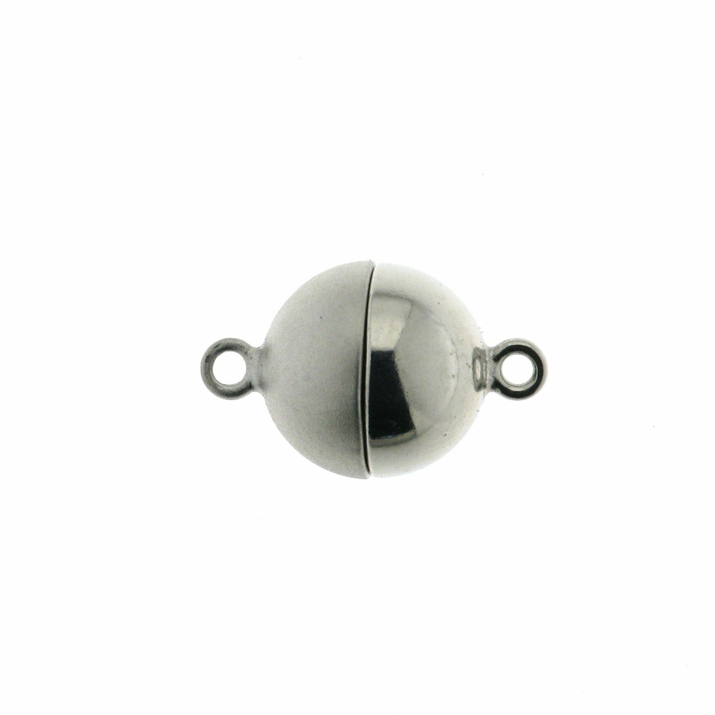 Silver magnetic ball clasp, shiny/matt, 9 mm