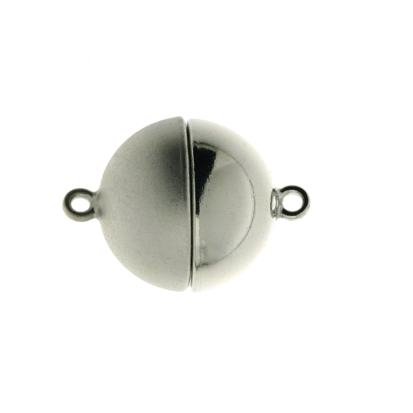Silver magnetic ball clasp, shiny/matt, 12 mm
