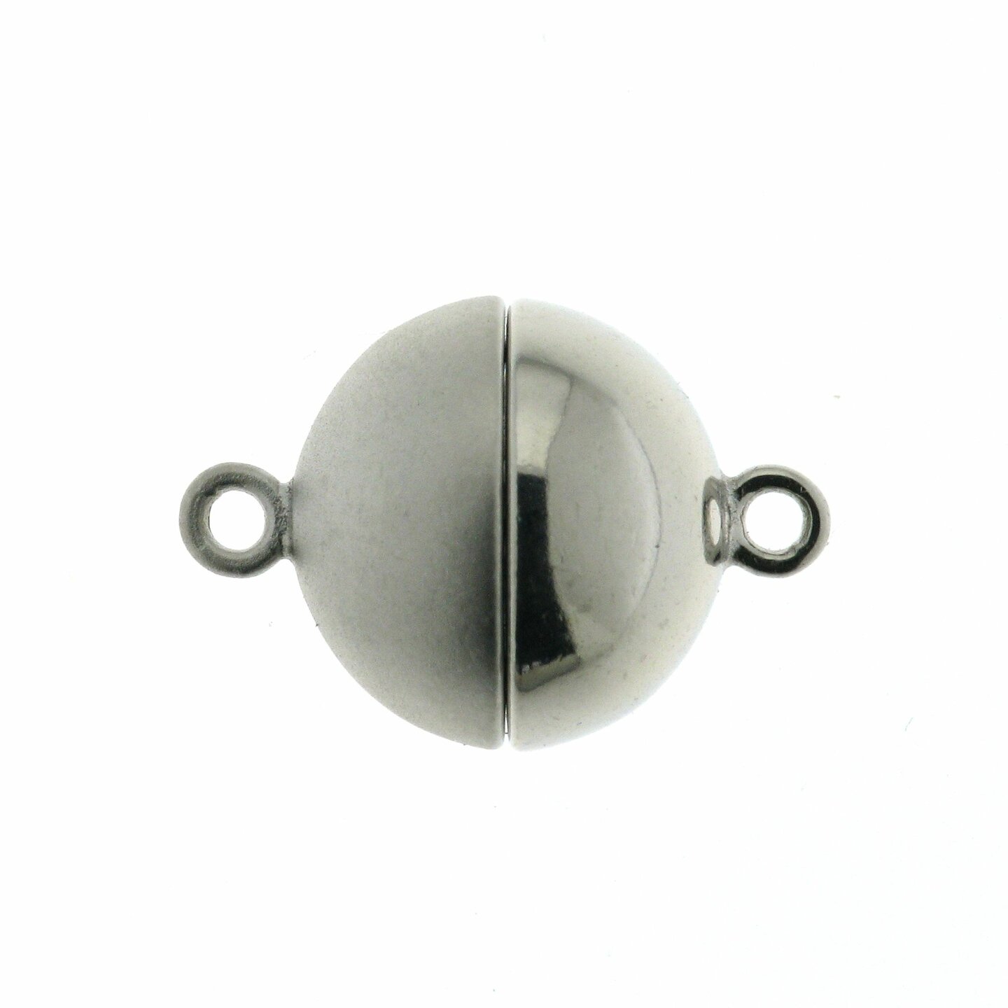 Silver magnetic ball clasp, shiny/matt, 14 mm