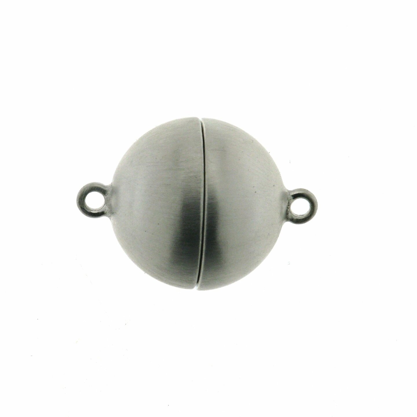 Silver magnetic ball clasp, smooth matt, 12 mm