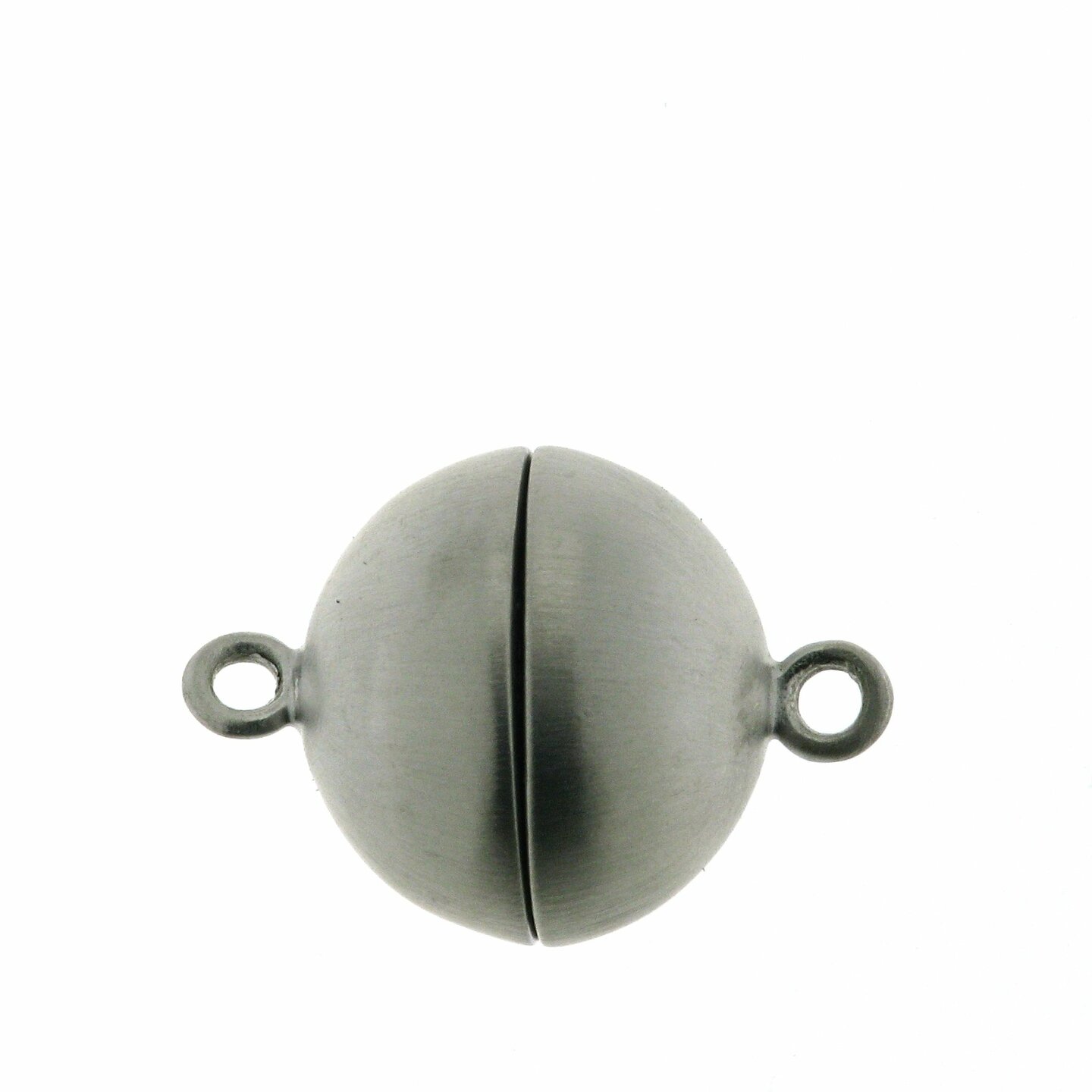 Silver magnetic ball clasp, smooth matt, 14 mm