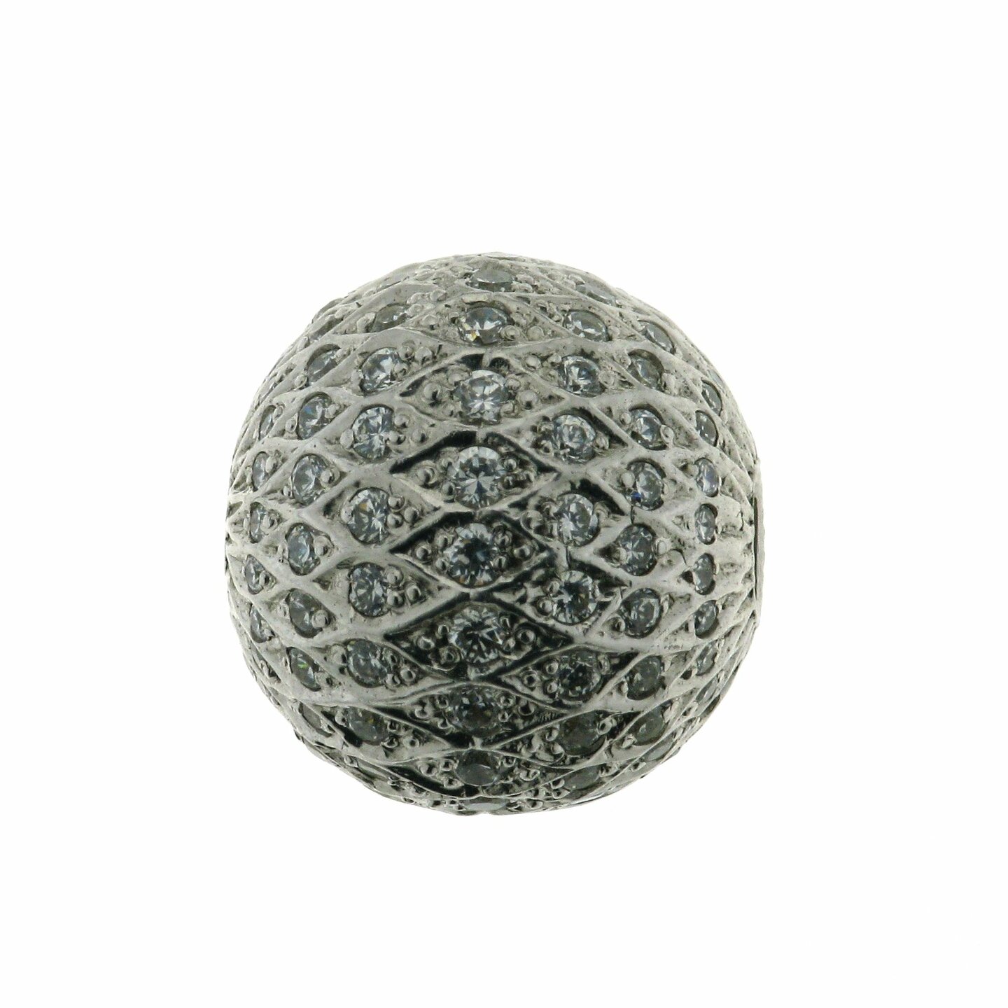 Pav&eacute;e ball clasp with wave setting, 14 mm