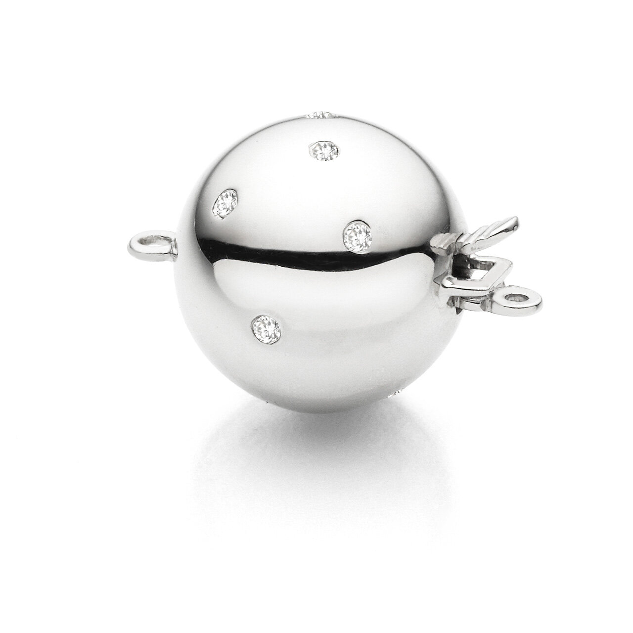 Diamond ball clasp, scattered, shiny, 13 mm