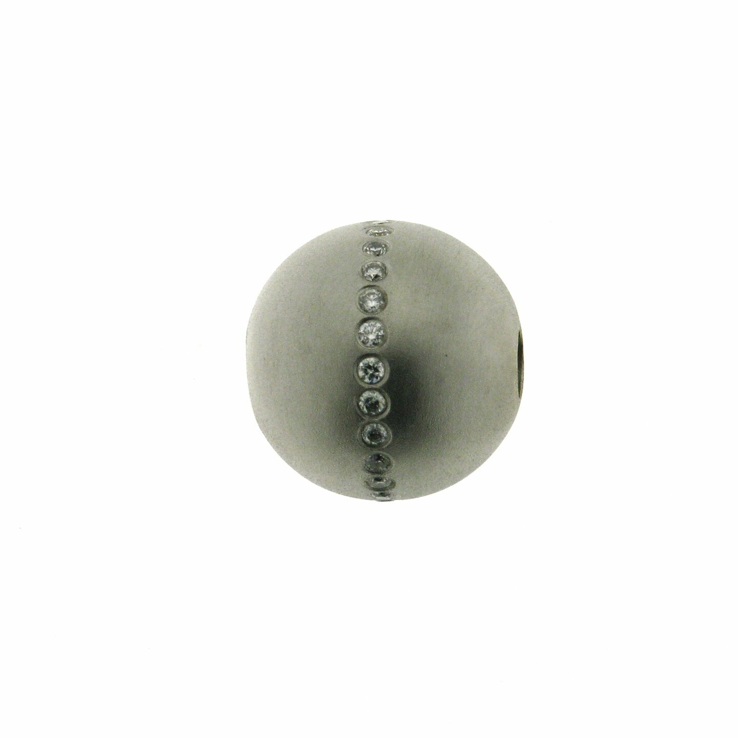 interchangeable ball clasp with Diamonds in straight Line, smooth matt, 11 mm