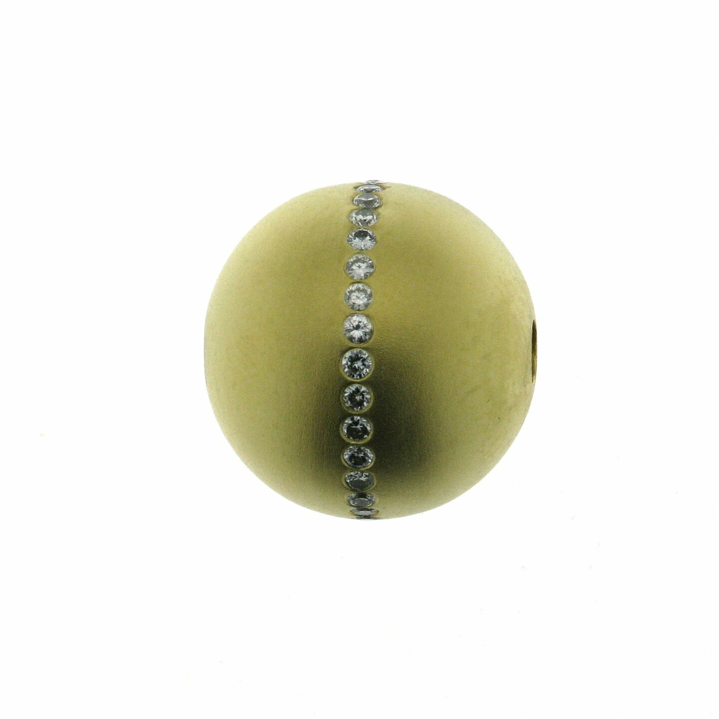 interchangeable ball clasp with Diamonds in straight Line, smooth matt, 15 mm