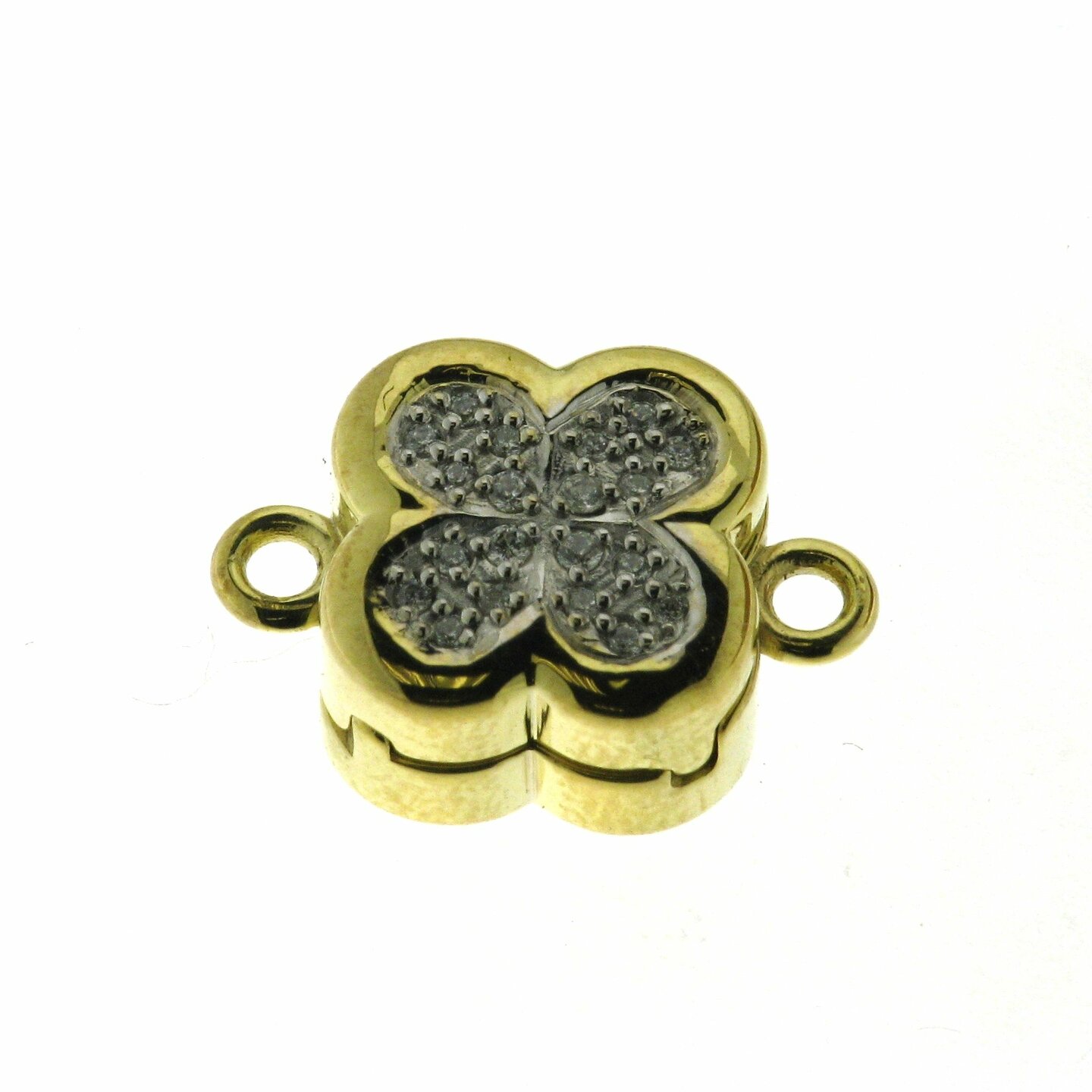 Magnetschlie&szlig;e, Bl&uuml;temform mit Zirconia, bicolour