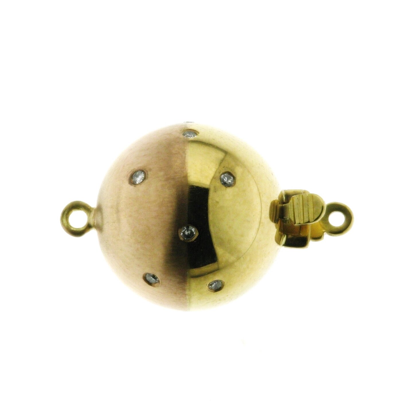 Diamond ball clasp, scattered, RG smooth matt/GG shiny, 12 mm