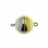 Silbermagnetkugelschließe, zweifarbig, glänzend, 12 mm